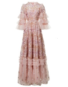 Taglie forti abito <span class=keywords><strong>lungo</strong></span> 2025 estate festa di matrimonio donna Allover lussuoso ricamo <span class=keywords><strong>mezza</strong></span> <span class=keywords><strong>manica</strong></span> Sexy Tulle maglia abito <span class=keywords><strong>lungo</strong></span> 4XL - Product Image 1