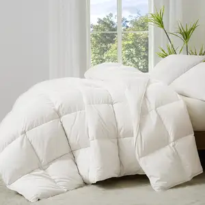 High fluffy down filled white duck down 100% cotton quilt simple fashion hotel household factory wholesale