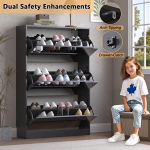 Meubles à chaussures étroits de style européen blancs avec 3 tiroirs <span class=keywords><strong>miroir</strong></span> rabattables pour entrée, couloir - Product Image 4