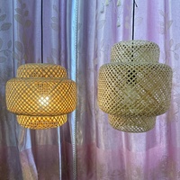 Abat-jour en bambou tressé fait main pour suspension de plafond, style industriel, pour lustre ou lampe suspendue