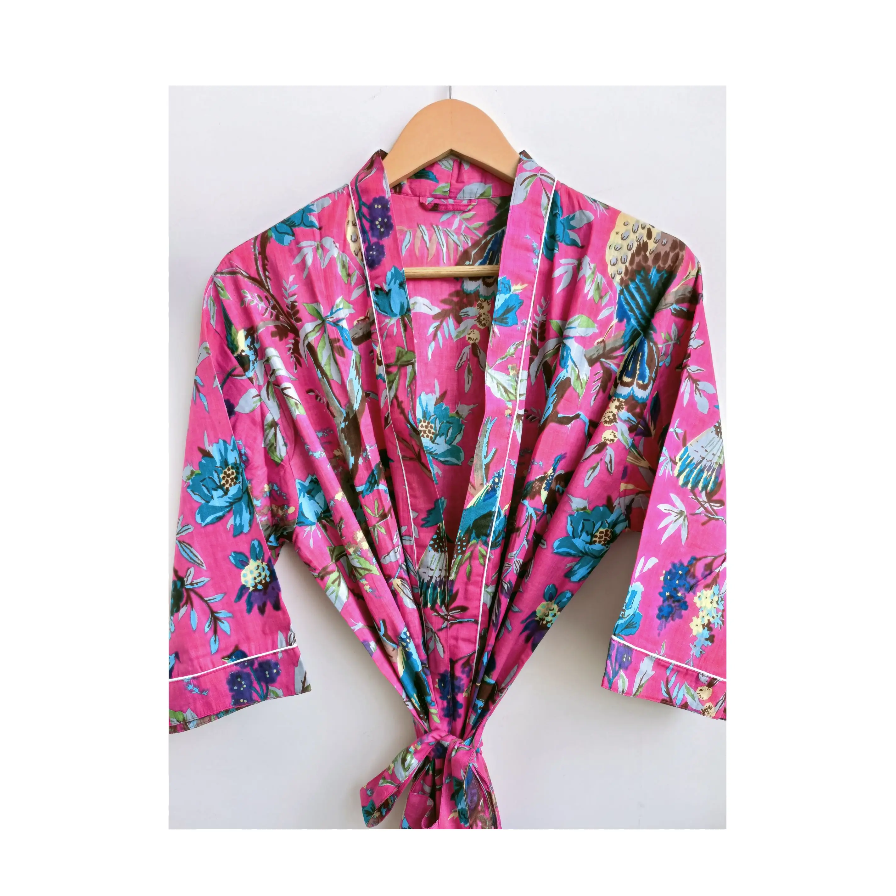 Cotton Kimono Robes Women's Cotton Gauze Nightgowns Springs and Sumer Thin Lightweighted Kimono Robes