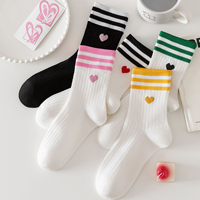 Nouvelles chaussettes sans couture automne-hiver, style coréen, 3 rayures, chaussettes longues pour femmes, chaussettes de sport colorées, vente en gros