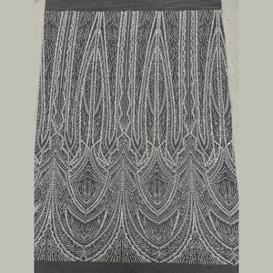 Newest Fashion <strong>Heavy</strong> Tulle French <strong>Lace</strong> <strong>Fabric</strong> with Sequins Beads &amp; Rhinestones for Wedding Dresses - Product Image 1