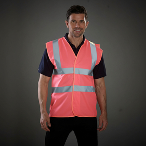 Gilet <span class=keywords><strong>de</strong></span> sécurité réfléchissant rose et violet en stock avec fermeture auto-agrippante flexible, logo personnalisable, vêtement <span class=keywords><strong>de</strong></span> travail haute visibilité - Product Image 2