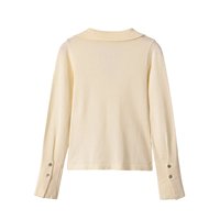 Haut en maille polo boutonné à manches longues MYST&ZA pour femme, nouvelle collection automne 2026, élégant et tendance 1058804