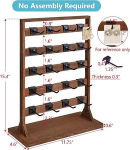 Tour à bijoux verticale en bois à 5 niveaux avec crochets pour boucles d'oreilles, support de rangement, idéale pour le rangement des boucles d'oreilles et la présentation de bijoux - Product Image 2
