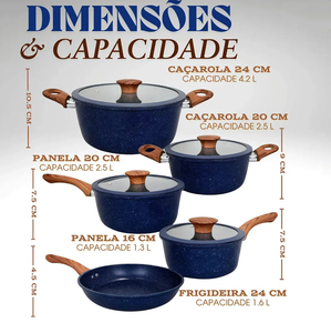 Juego de Ollas y Sartenes de Alta Calidad con Tapas de Vidrio, Asas Suaves al Tacto, Antiadherentes, 6 Piezas, de Aluminio Forjado y Cerámica, Aptas para Gas e Inducción - Product Image 6