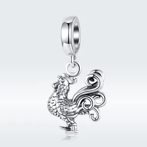 Silver 925 Jewelry Pendant Charm Orginal 925 Bracelet or Necklace Deign Brave Rooster Charms DIY Jewelry