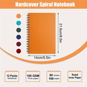 12pcs Hardcover Notebook Spiral Journals, College Ruled, 100GSM <b>Thick</b> <b>Paper</b>, Assorted Jewel Tone Colors, 160 Pages For Students - Product Image 4