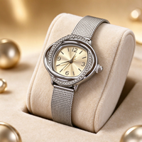 Jam Tangan Kuarsa Wanita, Jam Tangan Kuarsa Mewah Elegan dengan Dial Kecil Bulat Gaya Vintage Inggris, Jam Tangan Kuarsa Fashion Mewah Ringan PRO54