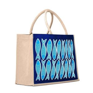 Bolsa de Mano Grande de Yute Natural con Impresión Personalizada, Bolsa de Compras Reutilizable Ecológica - Product Image 1