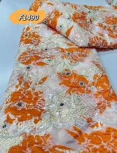 डुबाई एमड कपड़े बाजिन रीचे में बनाया गया अद्वितीय पैटर्न बेज क्रीम, टिनिनी ब्रोकेड जैक्वार्ड फीता अनुचर बेड कपड़े - Product Image 3