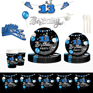 Ensemble de vaisselle pour fête d'anniversaire de garçon de 13 ans DAMAI, comprenant des assiettes et des gobelets en papier jetables pour les décorations d'anniversaire de garçon de 13 ans - Product Image 1