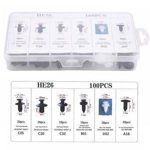100 PCS 자동차 푸시 리테이너 클립 및 자동 패스너 구색 6 종류 가장 인기있는 크기 범퍼 펜더 리벳 - Product Image 1