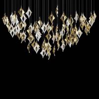 Firelux développe une escalier luxueux haut de gamme pour hôtel-villa avec un lustre en forme de diamant doré et blanc.