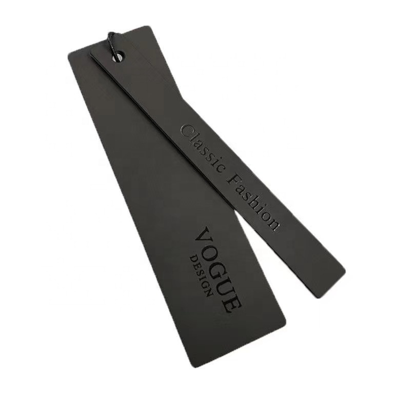 Luxury Custom Logo UV Clothing Hangtag High End Thick Paper Garment Hang Tag Black Tags