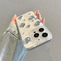 Style fille grosse pierre précieuse chat goutte colle vague bord TPU housse de téléphone portable pour Iphone 7 8 X Xr Xs 11 12 13 14 15 16 Pro Max