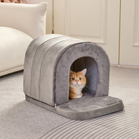 Tente pour chien triangulaire en peluche douce et chaude, idéale pour l'hiver, niche intérieure pour animaux de compagnie, couleur unie, respirante, pour petits animaux - Vente flash