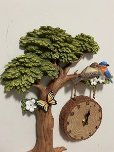 Statue <span class=keywords><strong>d</strong></span>'<span class=keywords><strong>oiseau</strong></span> sur un arbre vert en résine, horloge murale suspendue, <span class=keywords><strong>d</strong></span>écoration de la maison - Product Image 4