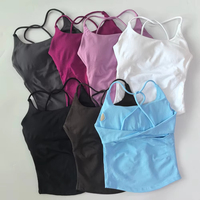 Ensemble de sport 2 pièces pour femme : Haut torsadé dos nu et soutien-gorge à bretelles, short de yoga sans couture – Tenue de gym et de fitness