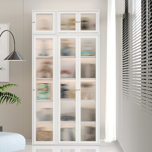 <strong>Bookcase</strong> Made of Steel, Environmentally Friendly Metal for Household Use, 3C Tempered Glass Door Bookshelf, 1800 High - Product Image 3