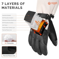 Gants de ski chauffants imperméables en cuir de chèvre écran tactile imperméable hiver chaud 3M Thinsulate App Control gants de ski chauffants