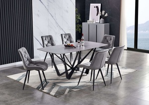 现代家居家具可延伸MDF大理石陶瓷顶部木质彩色餐桌 - Product Image 4