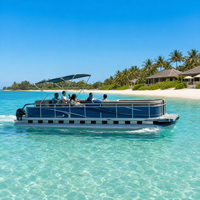 Bateau ponton en aluminium avec moteur hors-bord, yacht de luxe 8-12 passagers pour divertissement familial