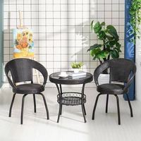 Chaise en rotin trois pièces combinaison de table basse pour cour extérieure terrasse balcon chaise pivotante avec thé pour un usage décontracté