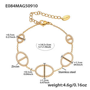 Haut de gamme 18K Plaqué Or De Luxe Grande Roue Niche Bracelet Plein Diamant Fleur À Quatre Feuilles Bracelets De Mode Élégant En Acier Inoxydable - Product Image 6