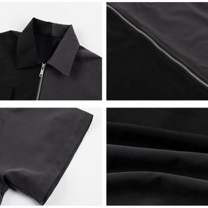 Custom Double <b>Pocket</b> <b>Shirts</b> for <b>Men</b> Zip up Collar <b>Shirt</b> Short Sleeve Two Tone Zipper <b>Shirt</b> - Product Image 6