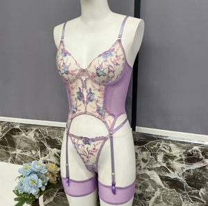 Hot Selling New Fashion Gehaakte Geborduurde Sexy Lingerie Mesh Doorzichtige Bodysuits Voor Dames Met Kanten Jarretel - Product Image 5