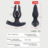Bouchons anaux Bouchon de cul gonflable à choc électrique avec télécommande, 12 modes Estim Prostate Massager