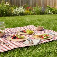 Vente chaude Assiettes en bambou jetables en gros avec logo personnalisé et emballage écologique pour fêtes, mariages, pique-niques, supermarchés