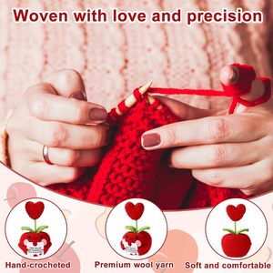 Pomme en Crochet Faite Main Positive avec Cœur – Poupée de Soutien Émotionnel et Positif avec Carte de Message – Cadeau Motivationnel et Décoration - Product Image 4