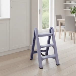 Practical Traditional Plastic Folding 3 Step <b>Stool</b> Heavy Duty with Non Slip Pedal and Sturdy Frame for Kitchen Garage RV Travel - Product Image 4