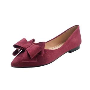 Femmes Bowknot Ballerines Bout Pointu Casual Chaussures Plates Daim Habillé Porter au Travail Slip-Ons Mocassins - Product Image 5