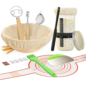 Sourdough Starter Jar <b>Set</b> Bread Indonesia Rattan Baskets Metal Plastic Scraper Scoring Bread Lame Sourdough Proofing Basket - Product Image 1