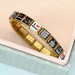 Wholesale Custom Trendy Christian Charm Sleep Themed Italian Stainless Steel Link 9mm Bracelet Fit DIY Jewelry Making Unisex - Product Image 4