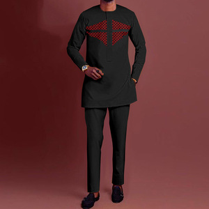 Ensemble Décontracté Style Ethnique Africain Homme M-4XL, Costume 2 Pièces : Chemise Jaune et Pantalon, Élégant à Manches Longues - Product Image 3