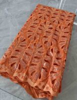 Dentelle africaine brodée à la main en organza de vin avec perles françaises, pierres et feuilles, fleurs 3D, 100% polyester