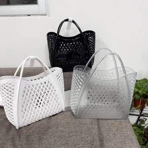 Sac à gelée en silicone Sac à main écologique Sac <span class=keywords><strong>de</strong></span> plage en PVC Panier à provisions creux pour <span class=keywords><strong>légumes</strong></span> et pique-nique Panier <span class=keywords><strong>de</strong></span> bain à la mode - Product Image 2