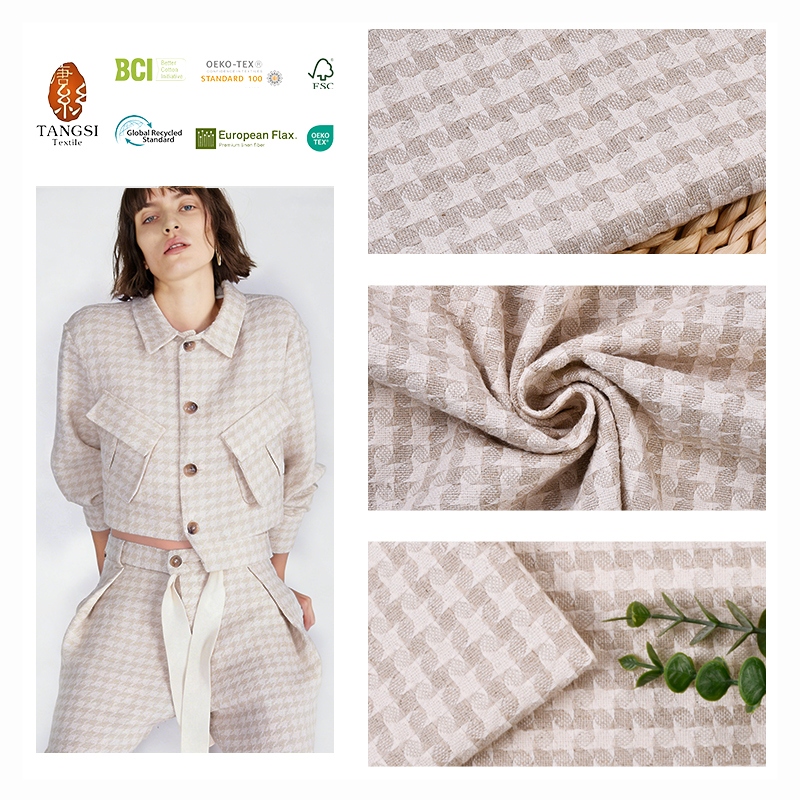 Wholesale Woven Linen Cotton Viscose Mix Blend Yarn Dyed Fabric for Blouse, Skirts, Suit Cloth