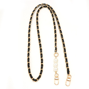 Sangle de téléphone élégante <span class=keywords><strong>en</strong></span> cuir PU tressé avec chaîne métallique perlée de luxe de 120 cm, <span class=keywords><strong>collier</strong></span> <span class=keywords><strong>pour</strong></span> coque de téléphone et sac - Product Image 5