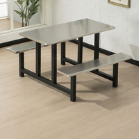 Table et chaises de restaurant intégrées - Mobilier commercial moderne en acier inoxydable durable pour café et hôtel