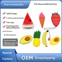 Nouvelle clé USB en silicone en forme de crème glacée aux fruits de dessin animé 64 Go avec porte-clés gratuit et boîte cadeau USB 2.0 pour amis