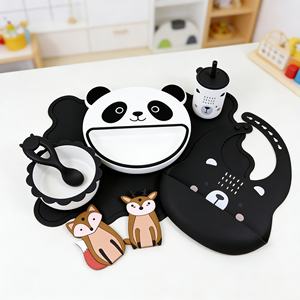 Nuevos Productos: Set de Vajilla de Silicona de Grado Alimenticio para Bebés, Personalizable, Reutilizable, Impermeable, con Diseño de Panda de Dibujos Animados, para Niños - Product Image 3