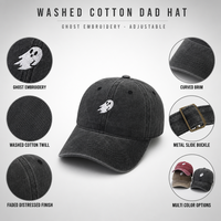 Casquette de baseball Ghost Dad pour hommes et femmes, broderie Halloween, en coton lavé, avec boucle métallique réglable, vente en gros