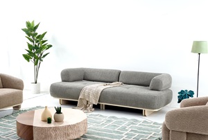 Juego de Sofás de Diseño Moderno para Dama con Patas de Madera, Tela Resistente a las Manchas, Esponja Suave y Cómoda, Armazón Extensible y Duradero - Product Image 5