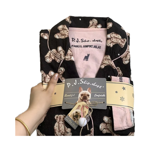 Luxus Blumenmuster Langarm Nachtwäsche Lounge wear für Frauen Weiche gebürstete Baumwolle PJs Classic Casual Winter Fashion - Product Image 4